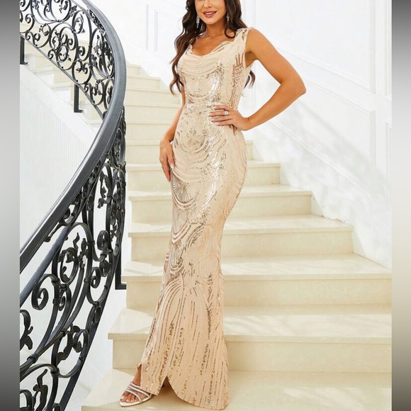 Luxe party formal evening sequins dress
